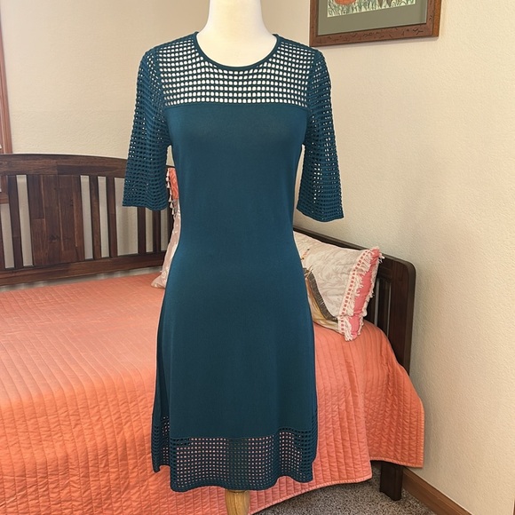 Nanette Lenore Open Ladder Cut Out Knit Ocean Teal Dress size Small - Picture 2 of 12